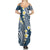 Plumeria With Blue Polynesian Tattoo Pattern Family Matching Summer Maxi Dress and Hawaiian Shirt