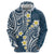 Plumeria With Blue Polynesian Tattoo Pattern Hoodie