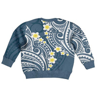 Plumeria With Blue Polynesian Tattoo Pattern Kid Ugly Christmas Sweater LT05 - Polynesian Pride