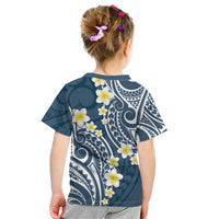 Plumeria With Blue Polynesian Tattoo Pattern Kid T Shirt LT05 - Polynesian Pride