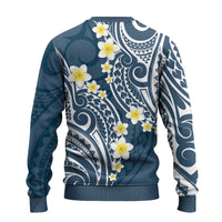 Plumeria With Blue Polynesian Tattoo Pattern Ugly Christmas Sweater LT05 - Polynesian Pride