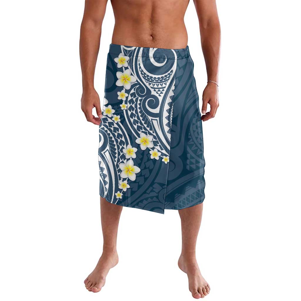 Plumeria With Blue Polynesian Tattoo Pattern Lavalava