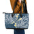 Plumeria With Blue Polynesian Tattoo Pattern Leather Tote Bag