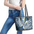 Plumeria With Blue Polynesian Tattoo Pattern Leather Tote Bag