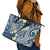 Plumeria With Blue Polynesian Tattoo Pattern Leather Tote Bag