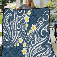 Plumeria With Blue Polynesian Tattoo Pattern Quilt LT05 Blue - Polynesian Pride