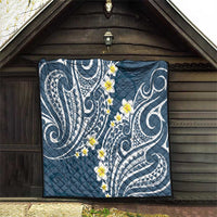 Plumeria With Blue Polynesian Tattoo Pattern Quilt LT05 - Polynesian Pride