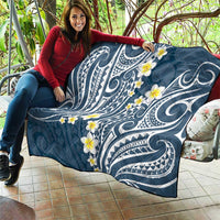 Plumeria With Blue Polynesian Tattoo Pattern Quilt LT05 - Polynesian Pride