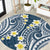 Plumeria With Blue Polynesian Tattoo Pattern Round Carpet