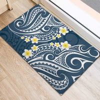 Plumeria With Blue Polynesian Tattoo Pattern Rubber Doormat LT05 - Polynesian Pride