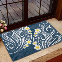 Plumeria With Blue Polynesian Tattoo Pattern Rubber Doormat LT05 - Polynesian Pride