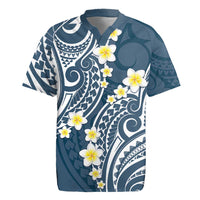 Plumeria With Blue Polynesian Tattoo Pattern Rugby Jersey LT05 Blue - Polynesian Pride
