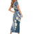 Plumeria With Blue Polynesian Tattoo Pattern Short Sleeve Bodycon Dress