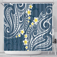 Plumeria With Blue Polynesian Tattoo Pattern Shower Curtain LT05 - Polynesian Pride
