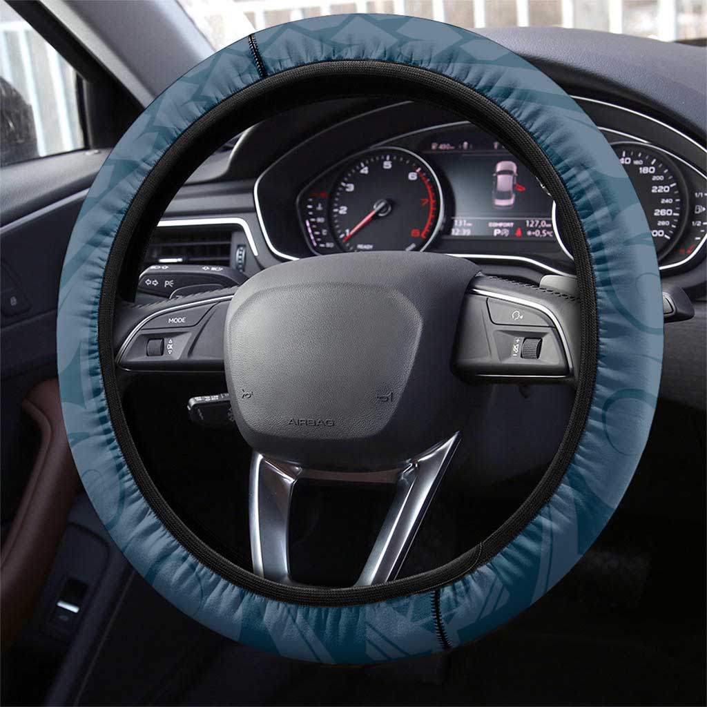 Plumeria With Blue Polynesian Tattoo Pattern Steering Wheel Cover LT05 - Polynesian Pride