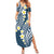 Plumeria With Blue Polynesian Tattoo Pattern Summer Maxi Dress
