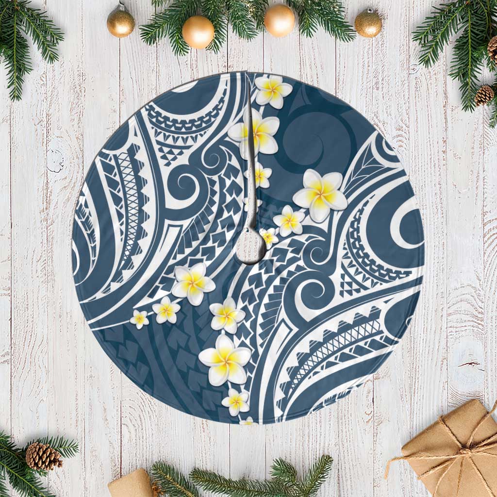 Plumeria With Blue Polynesian Tattoo Pattern Tree Skirt LT05 Casual Blue - Polynesian Pride