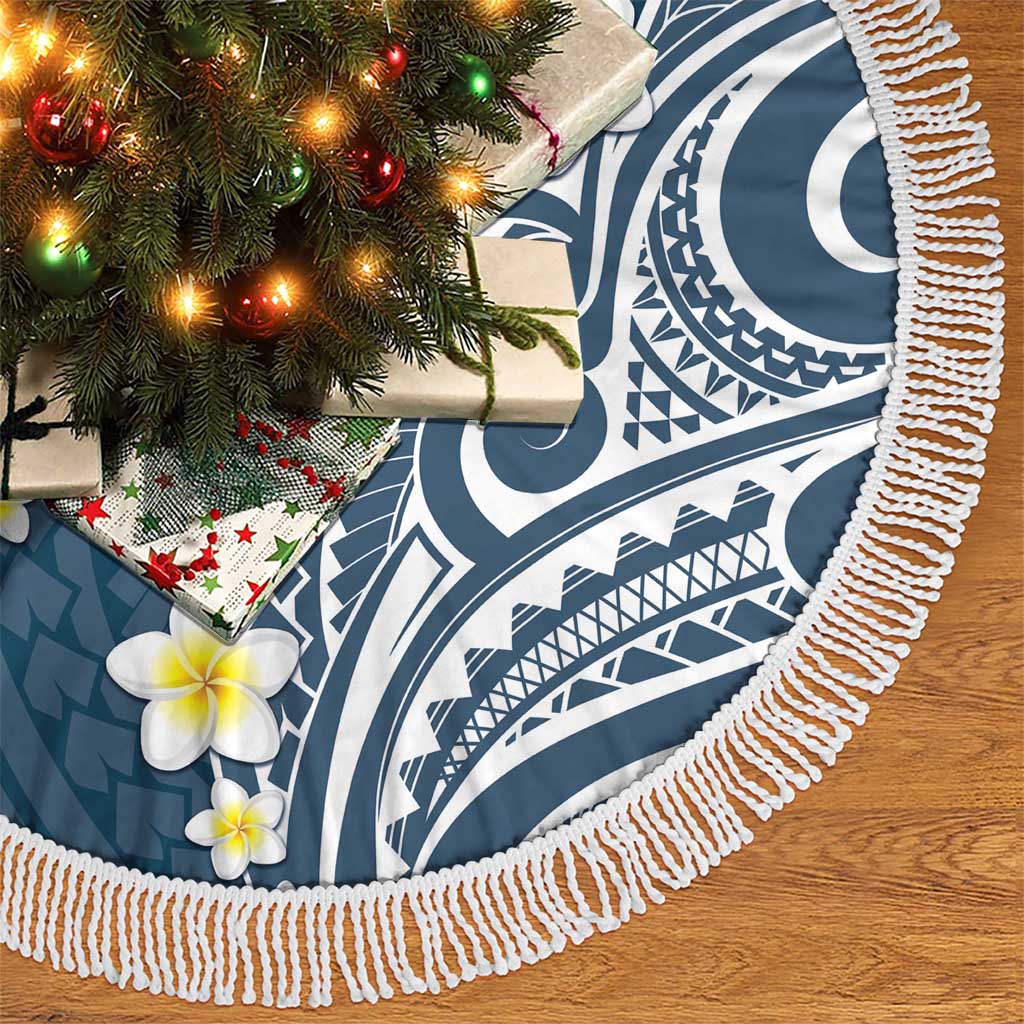 Plumeria With Blue Polynesian Tattoo Pattern Tree Skirt LT05 - Polynesian Pride