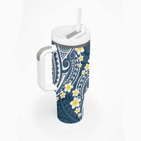 Plumeria With Blue Polynesian Tattoo Pattern Tumbler With Handle LT05 - Polynesian Pride