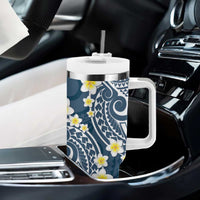 Plumeria With Blue Polynesian Tattoo Pattern Tumbler With Handle LT05 - Polynesian Pride