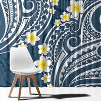 Plumeria With Blue Polynesian Tattoo Pattern Window Curtain LT05 - Polynesian Pride
