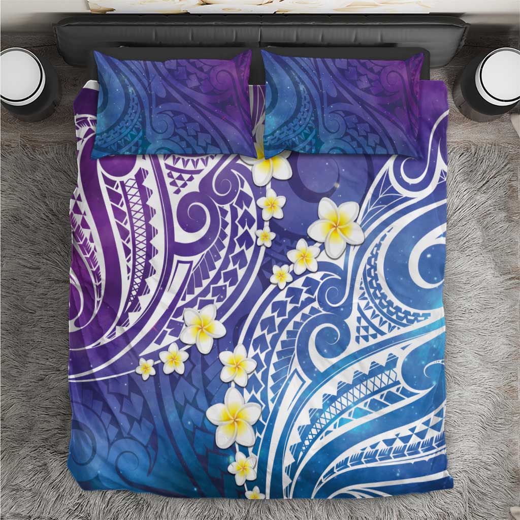 Plumeria With Galaxy Polynesian Tattoo Pattern Bedding Set LT05 Galaxy - Polynesian Pride