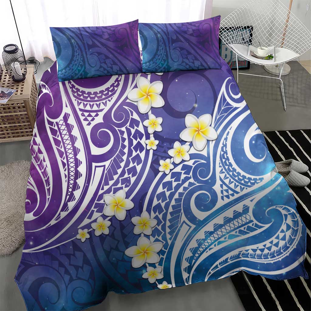 Plumeria With Galaxy Polynesian Tattoo Pattern Bedding Set LT05 - Polynesian Pride