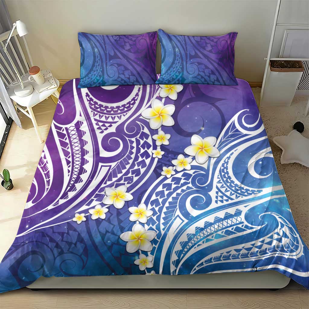 Plumeria With Galaxy Polynesian Tattoo Pattern Bedding Set LT05 - Polynesian Pride