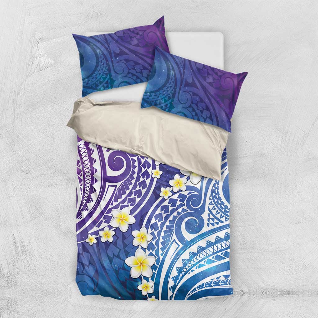 Plumeria With Galaxy Polynesian Tattoo Pattern Bedding Set LT05 US Twin 172cm x 218cm Galaxy - Polynesian Pride