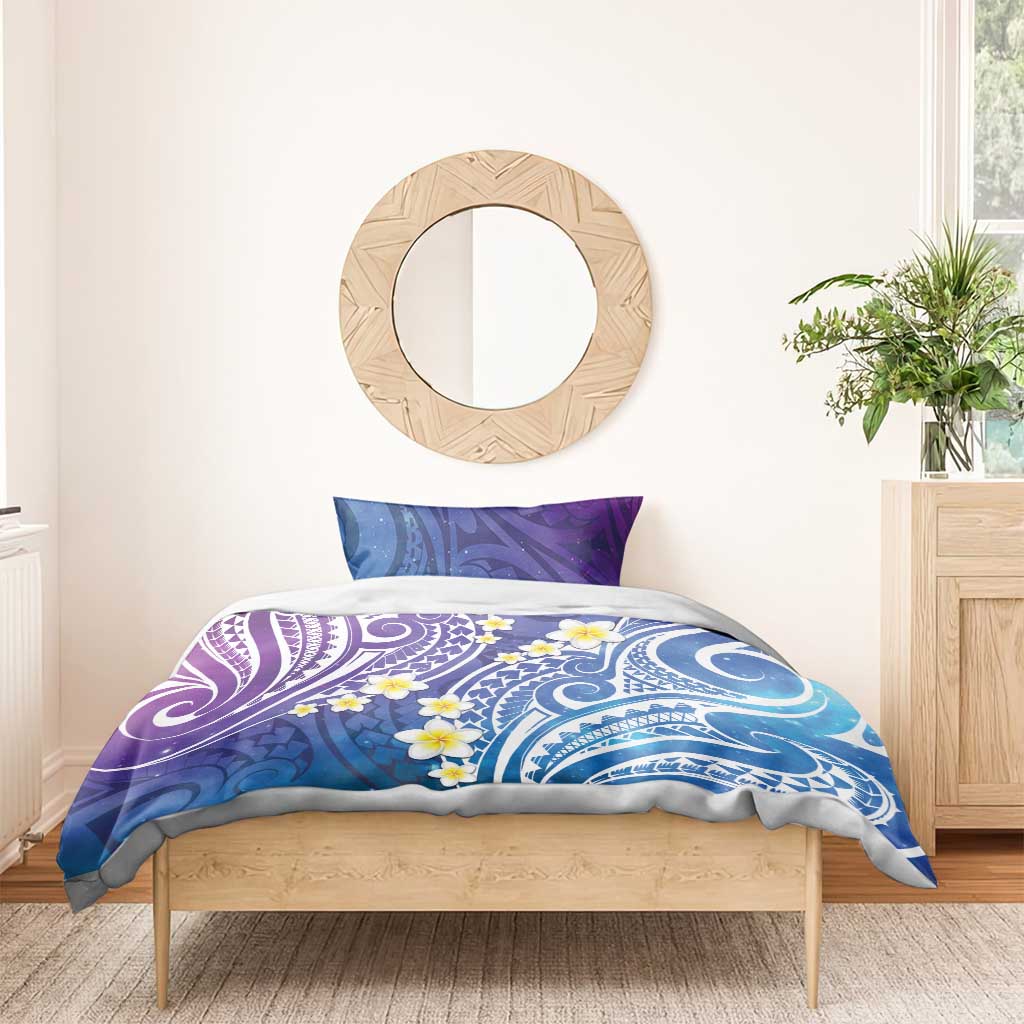 Plumeria With Galaxy Polynesian Tattoo Pattern Bedding Set LT05 - Polynesian Pride