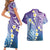 Plumeria With Galaxy Polynesian Tattoo Pattern Couples Matching Short Sleeve Bodycon Dress and Hawaiian Shirt