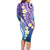 Plumeria With Galaxy Polynesian Tattoo Pattern Family Matching Long Sleeve Bodycon Dress and Hawaiian Shirt