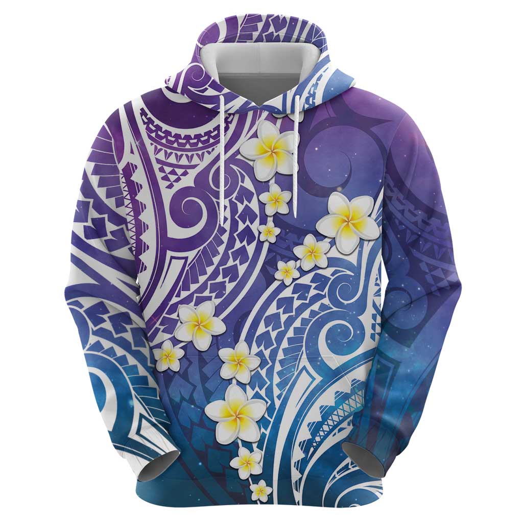 Plumeria With Galaxy Polynesian Tattoo Pattern Hoodie LT05 - Polynesian Pride