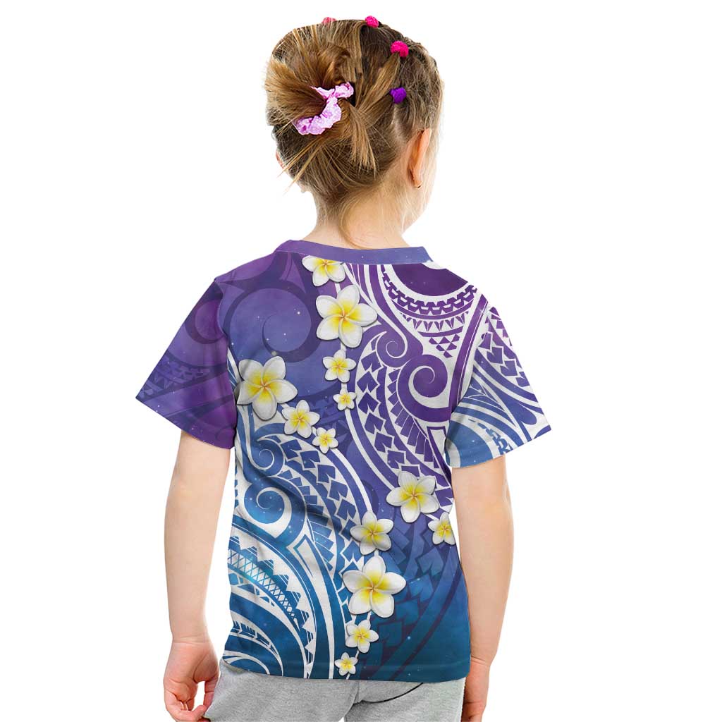 Plumeria With Galaxy Polynesian Tattoo Pattern Kid T Shirt LT05 - Polynesian Pride
