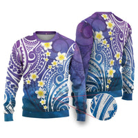 Plumeria With Galaxy Polynesian Tattoo Pattern Ugly Christmas Sweater LT05 Galaxy - Polynesian Pride