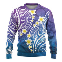 Plumeria With Galaxy Polynesian Tattoo Pattern Ugly Christmas Sweater LT05 - Polynesian Pride