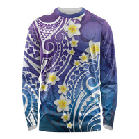 Plumeria With Galaxy Polynesian Tattoo Pattern Long Sleeve Shirt LT05 Unisex Galaxy - Polynesian Pride