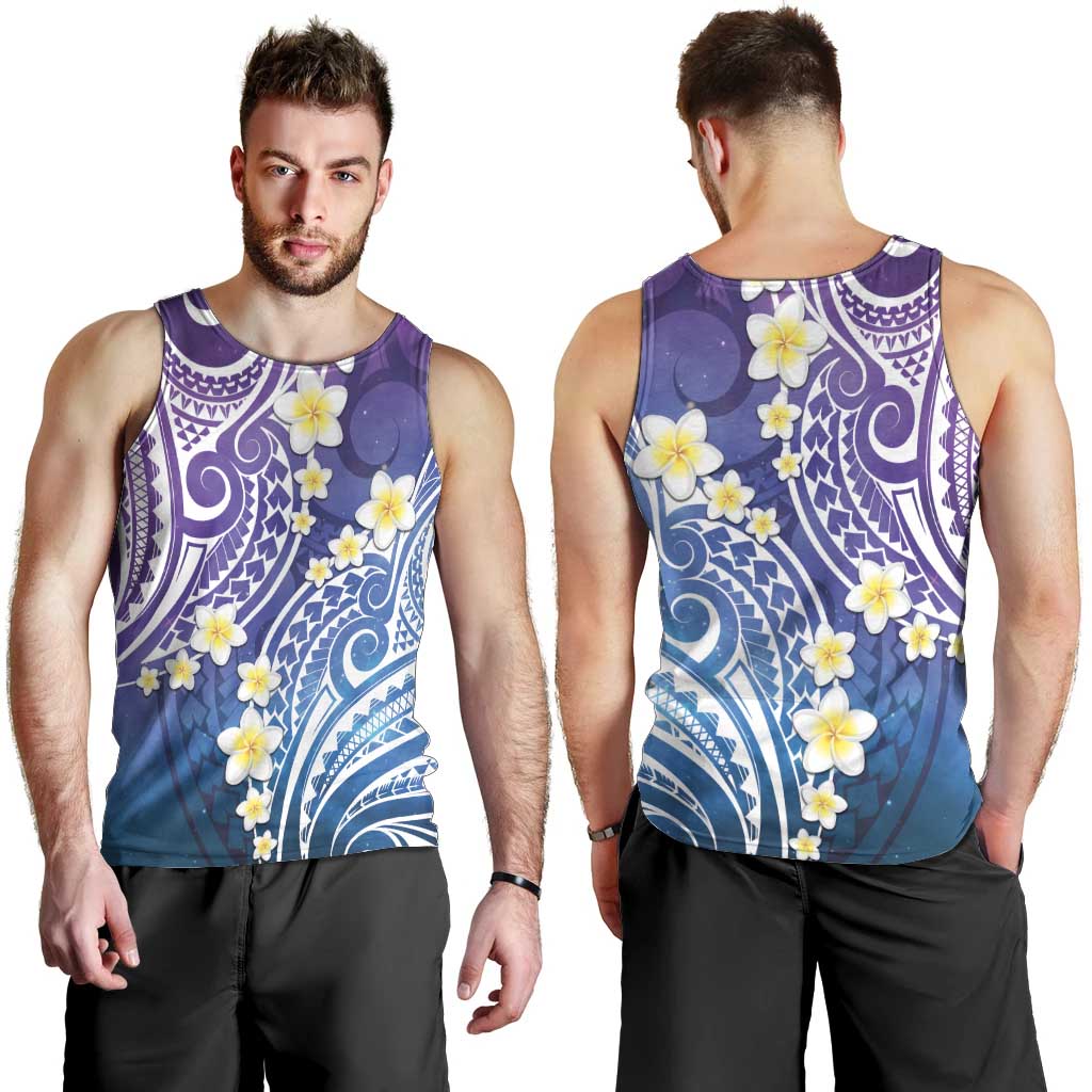 Plumeria With Galaxy Polynesian Tattoo Pattern Men Tank Top LT05 - Polynesian Pride