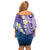 Plumeria With Galaxy Polynesian Tattoo Pattern Off Shoulder Short Dress