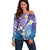 Plumeria With Galaxy Polynesian Tattoo Pattern Off Shoulder Sweater