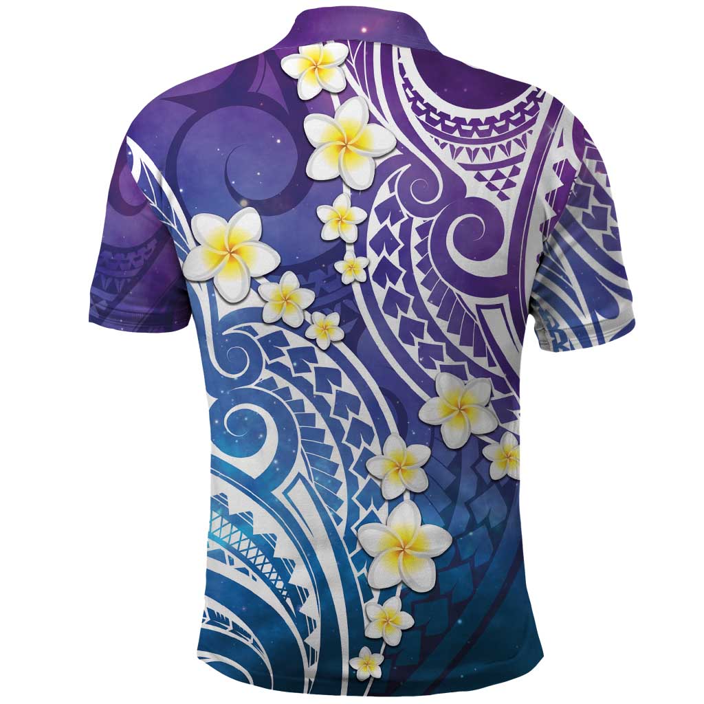 Plumeria With Galaxy Polynesian Tattoo Pattern Polo Shirt LT05 - Polynesian Pride