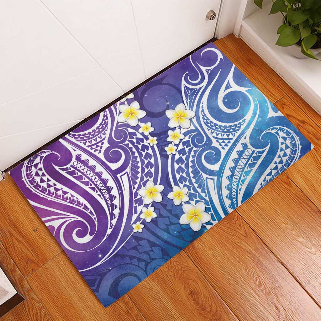 Plumeria With Galaxy Polynesian Tattoo Pattern Rubber Doormat LT05 - Polynesian Pride