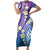 Plumeria With Galaxy Polynesian Tattoo Pattern Short Sleeve Bodycon Dress