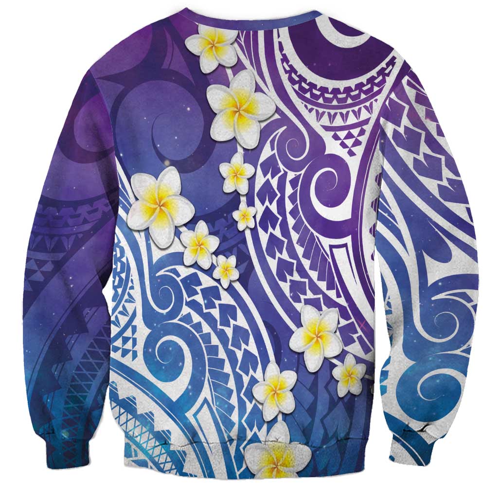 Plumeria With Galaxy Polynesian Tattoo Pattern Sweatshirt LT05 - Polynesian Pride