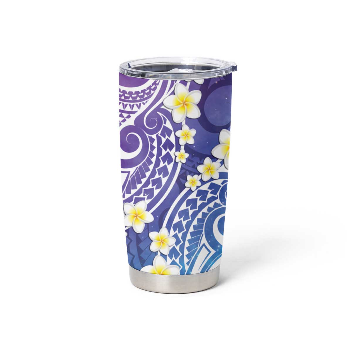 Plumeria With Galaxy Gradient Polynesian Tattoo Pattern Tumbler Cup LT05 - Polynesian Pride