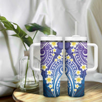 Plumeria With Galaxy Gradient Polynesian Tattoo Pattern Tumbler With Handle LT05 - Polynesian Pride