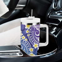 Plumeria With Galaxy Gradient Polynesian Tattoo Pattern Tumbler With Handle LT05 - Polynesian Pride