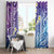 Plumeria With Galaxy Polynesian Tattoo Pattern Window Curtain