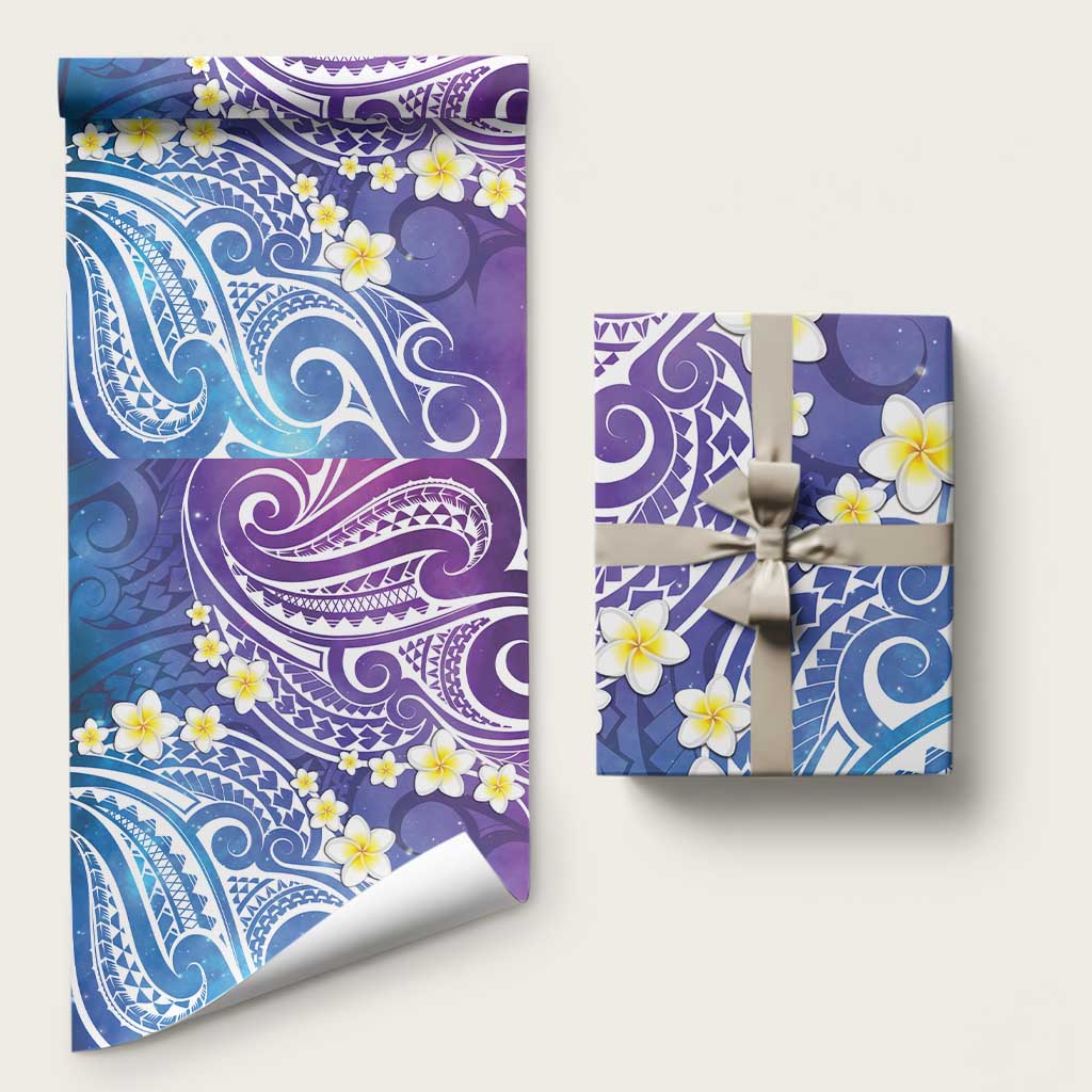 Plumeria With Galaxy Polynesian Tattoo Pattern Wrapping Paper LT05 58" × 23" Galaxy - Polynesian Pride