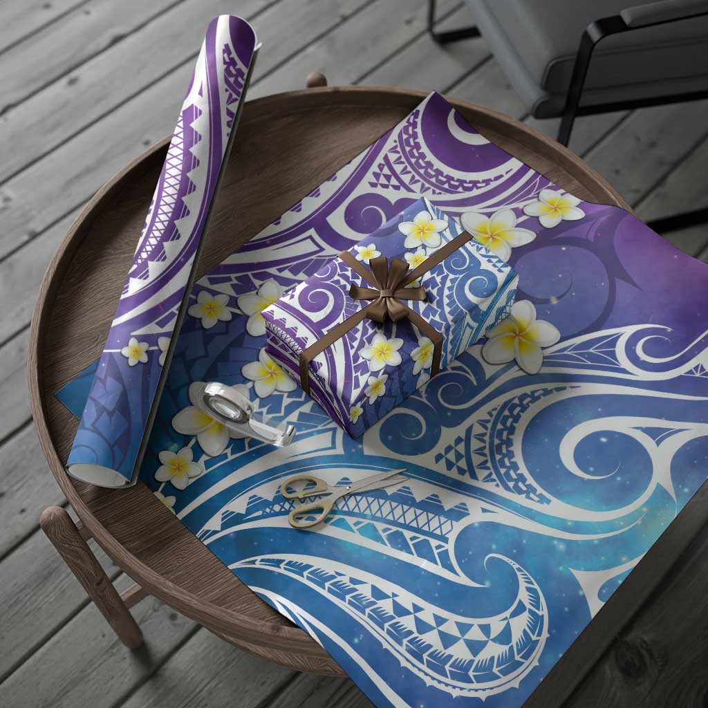 Plumeria With Galaxy Polynesian Tattoo Pattern Wrapping Paper LT05 - Polynesian Pride
